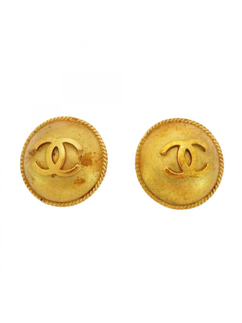 Chanel Earrings Vintage CC Logo Round
